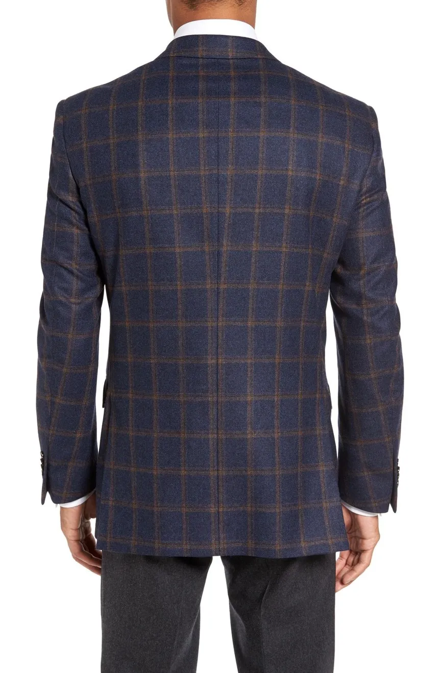 Peter Millar Navy Rust Windowpane Sport Coat - Shop Now