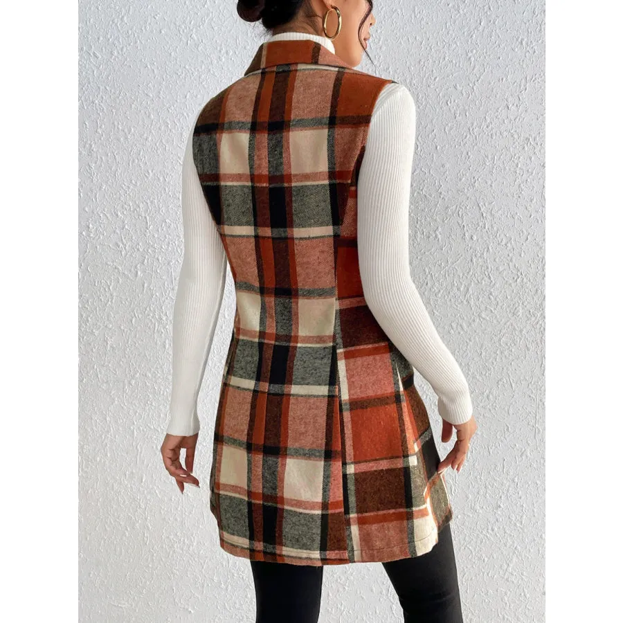 Plaid Vest Coat Button Up