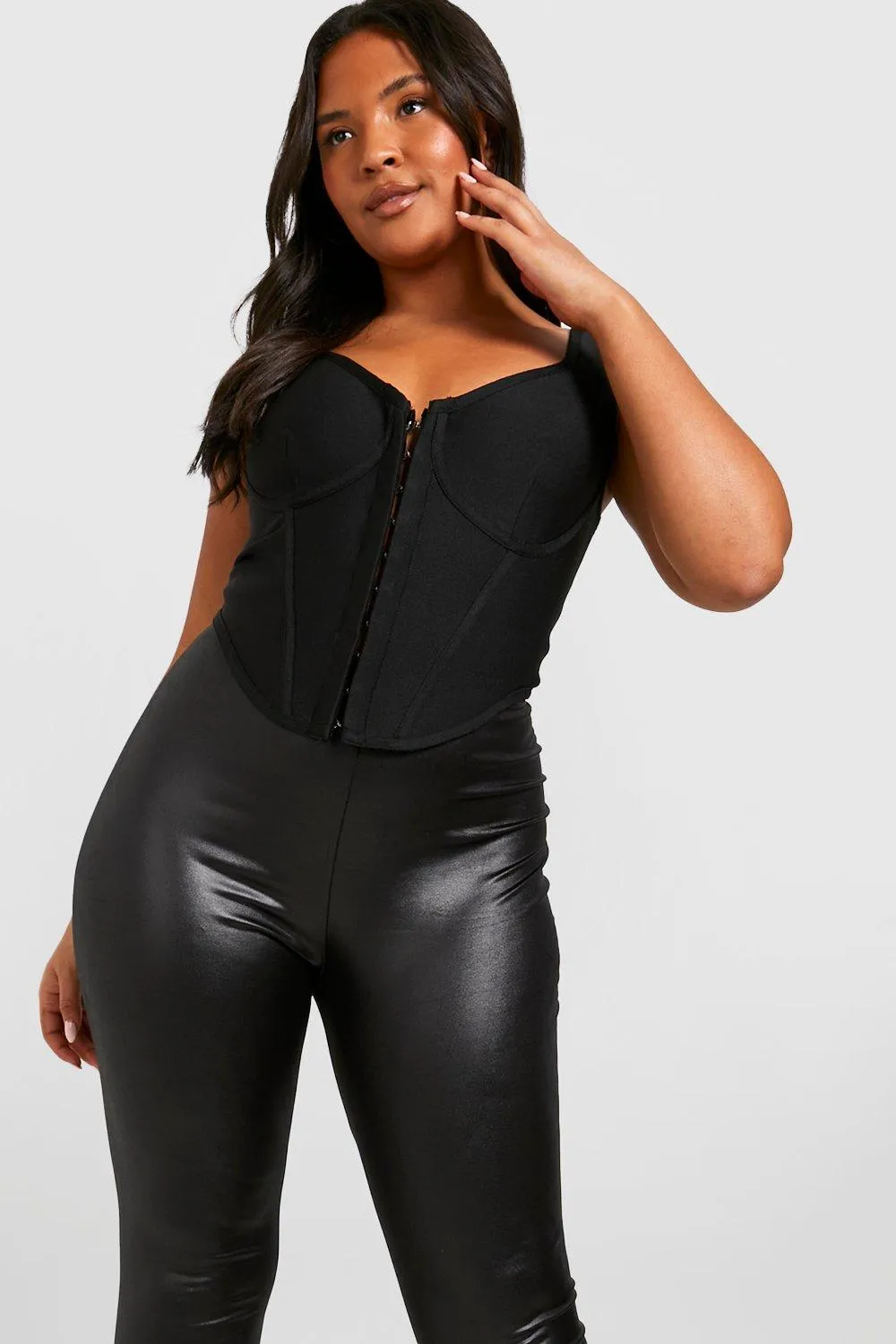 Plus Size Wet Look Leggings 2 Pack - High Waisted | boohoo