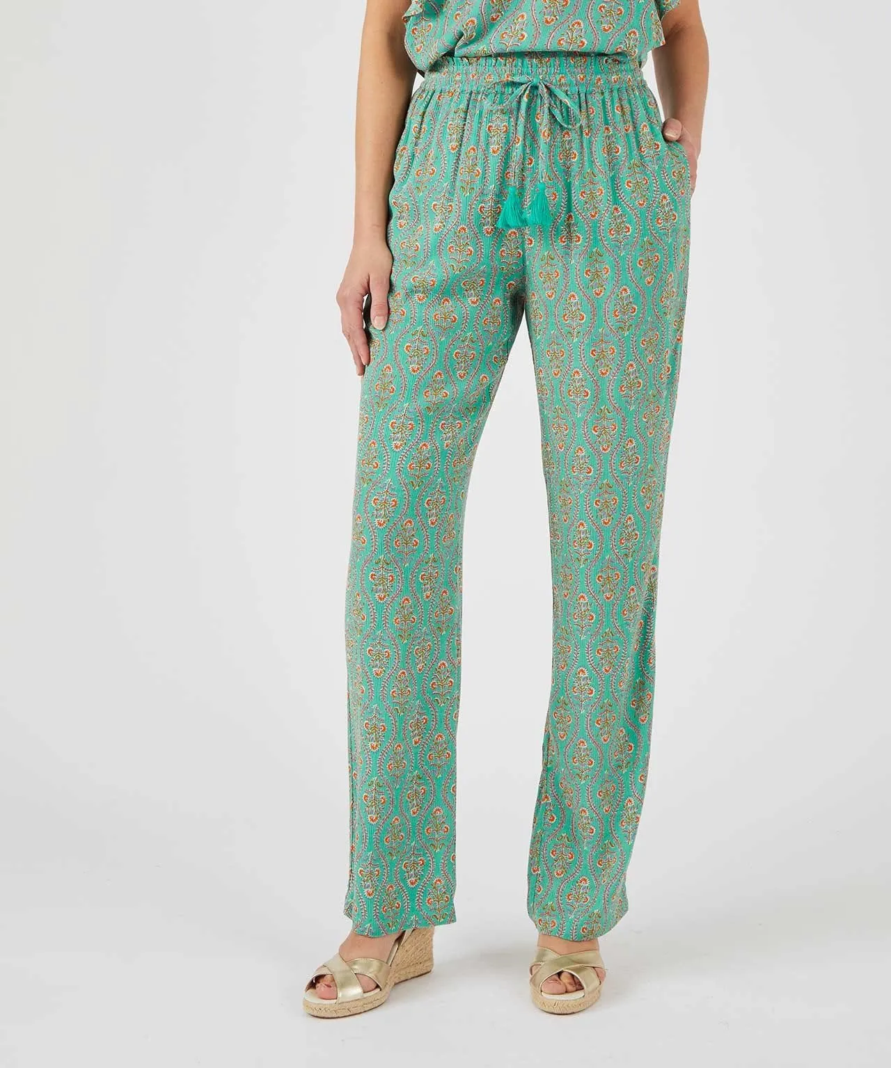 Printed Crinkle Trousers