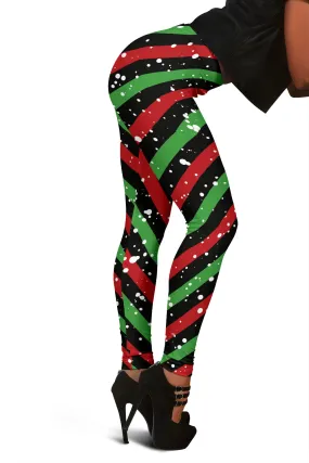 Red Green Black Christmas Candy Leggings