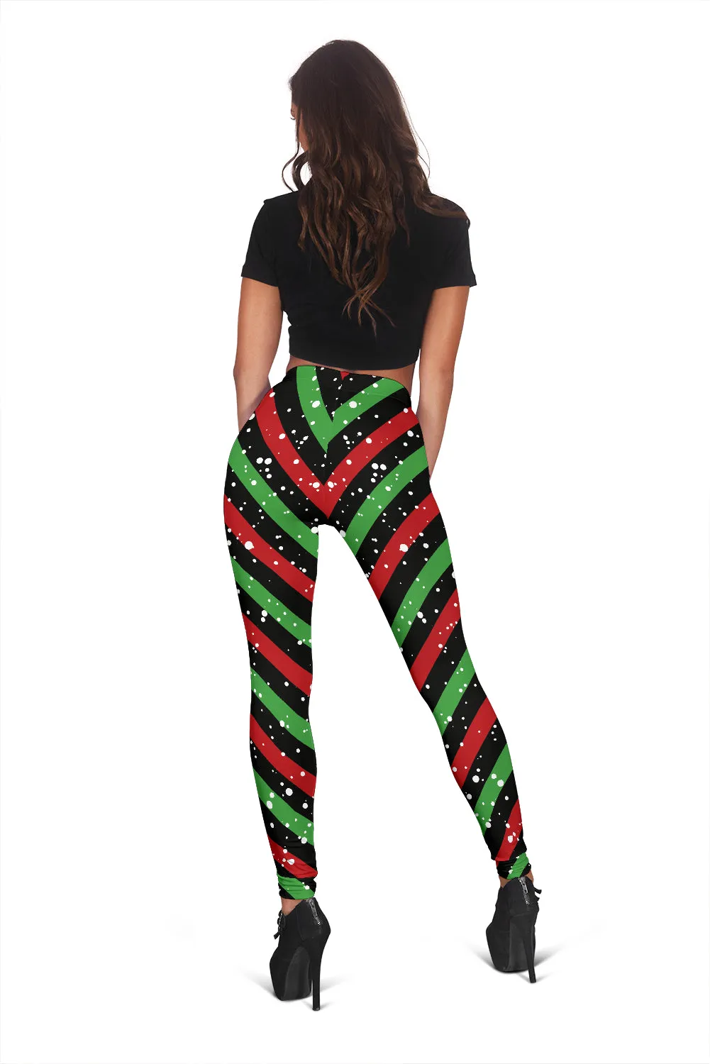 Red Green Black Christmas Candy Leggings