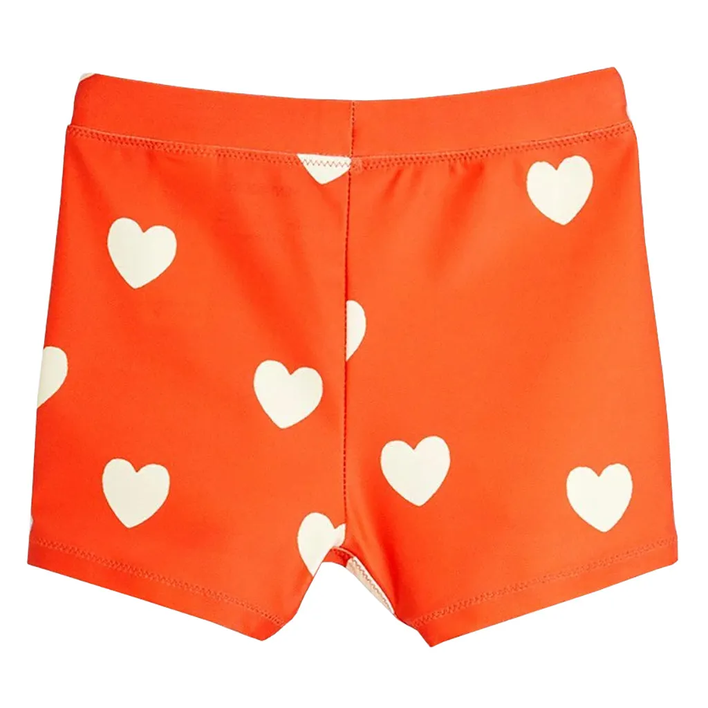 Red Hearts Swim Shorts for Kids by Mini Rodini