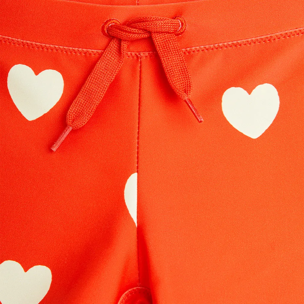 Red Hearts Swim Shorts for Kids by Mini Rodini