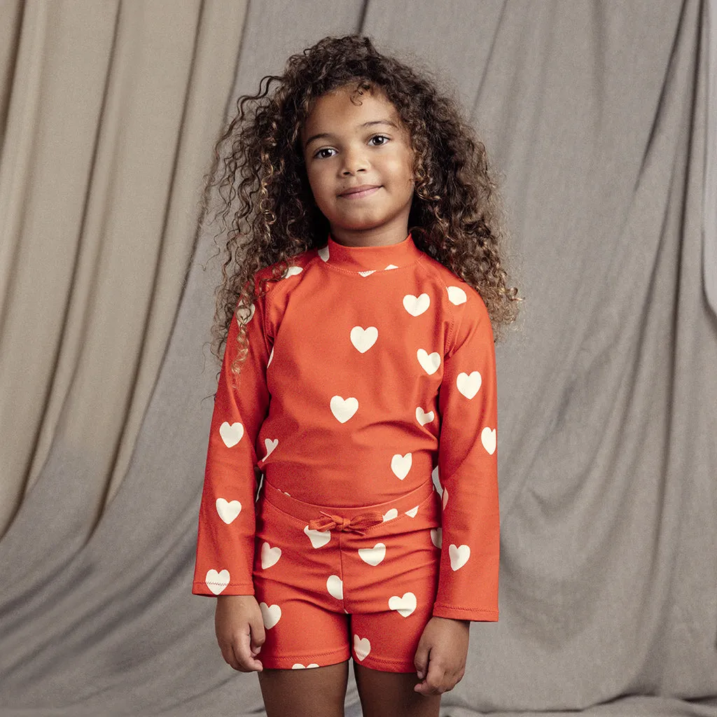 Red Hearts Swim Shorts for Kids by Mini Rodini