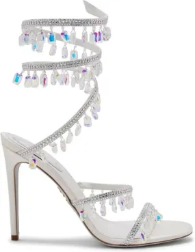 René Caovilla White Chandelier 105mm Crystal Embellished Sandals