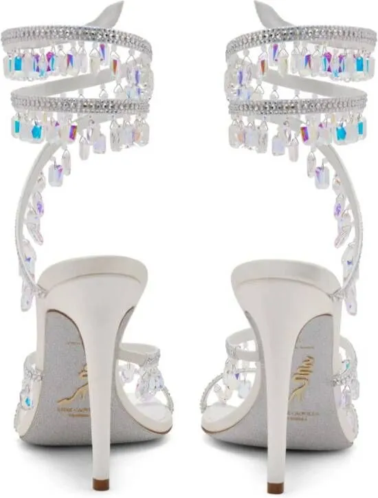 René Caovilla White Chandelier 105mm Crystal Embellished Sandals