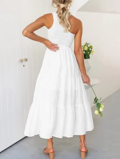 Robe Maxi Taille Haute Sans Manches Une paule