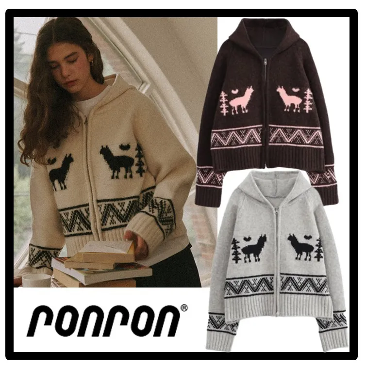 RONRON Street Style Logo Cardigans