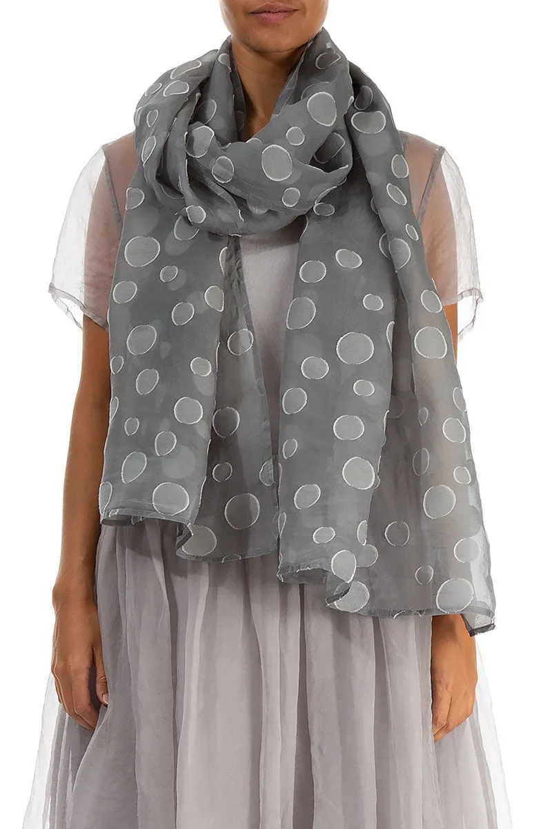 Sage Green Bubble Pattern Silk Scarf