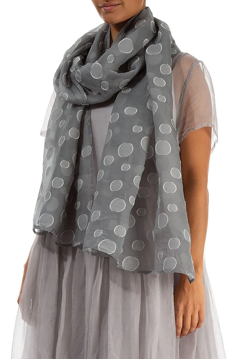 Sage Green Bubble Pattern Silk Scarf