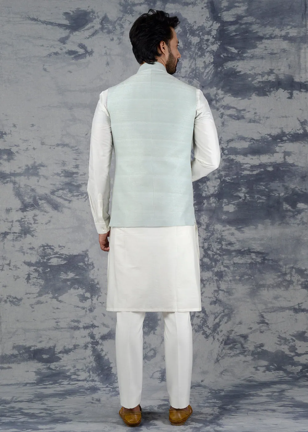 Sea Green Bandhgala Jacket by Siddhesh Chauhan