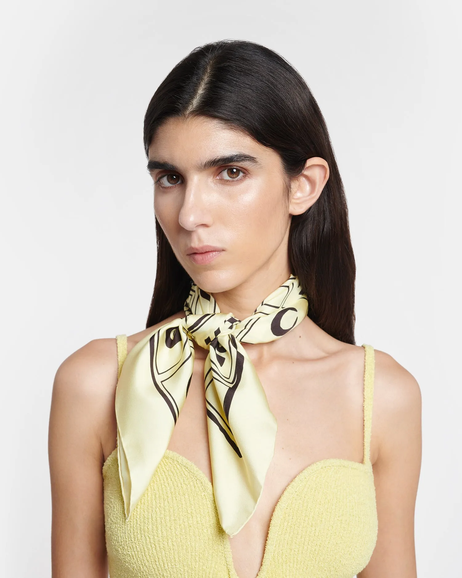 Printed Silk Scarf Moonbeam Brown Kopjafa