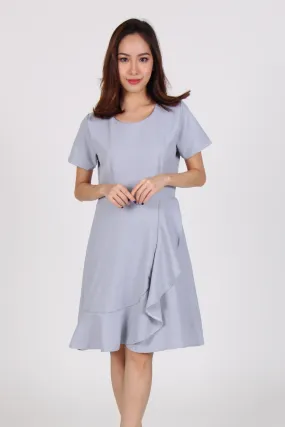 Ruffles Skater Dress in Light Blue