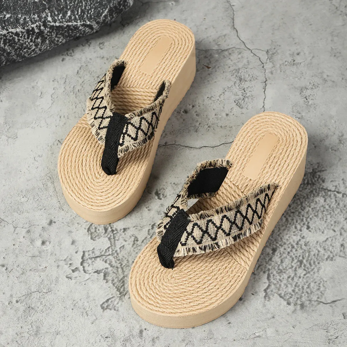 Soft sole high heel flip-flops for women that are anti-slip.