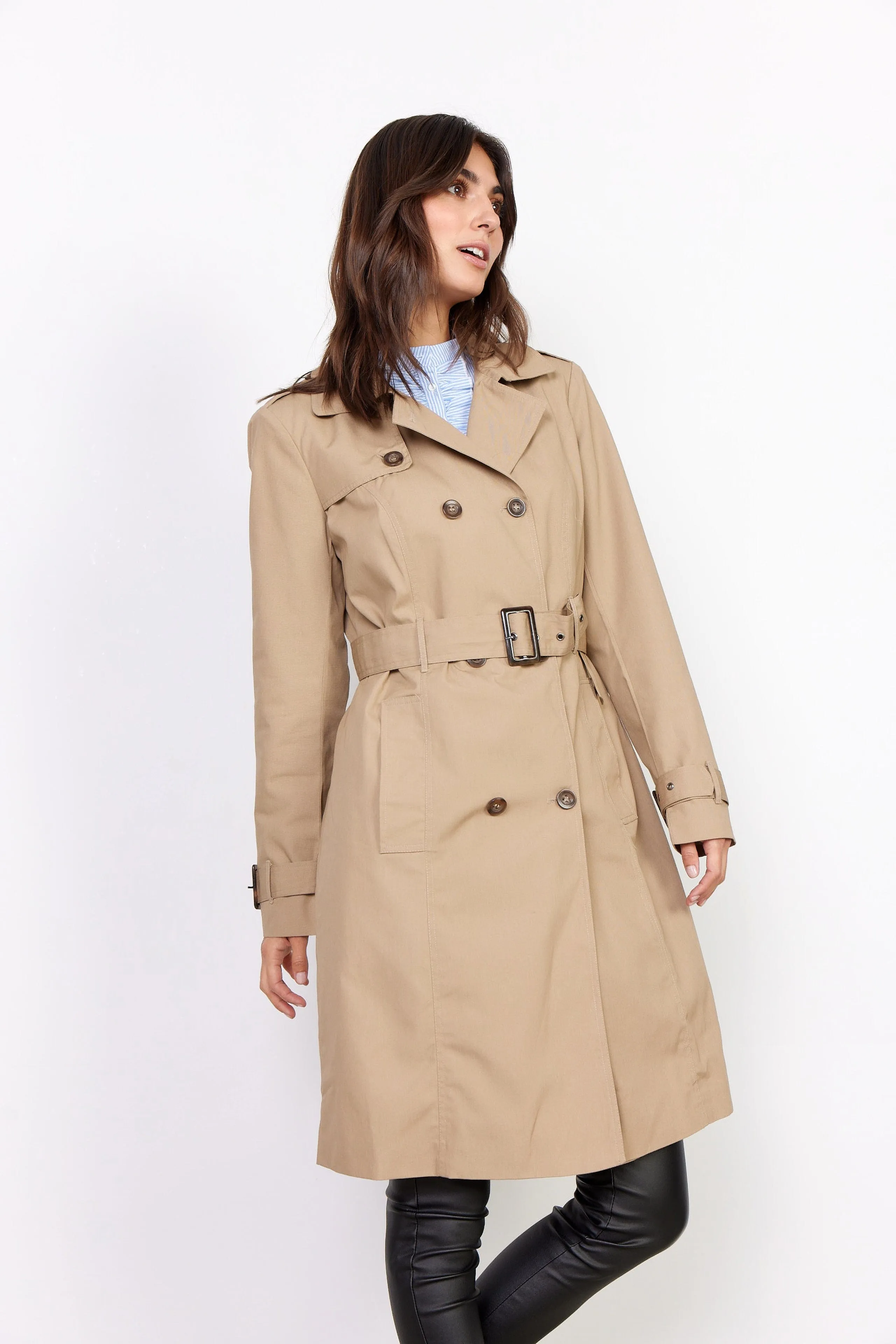 Soya Concept Beige Cotton Trench Coat