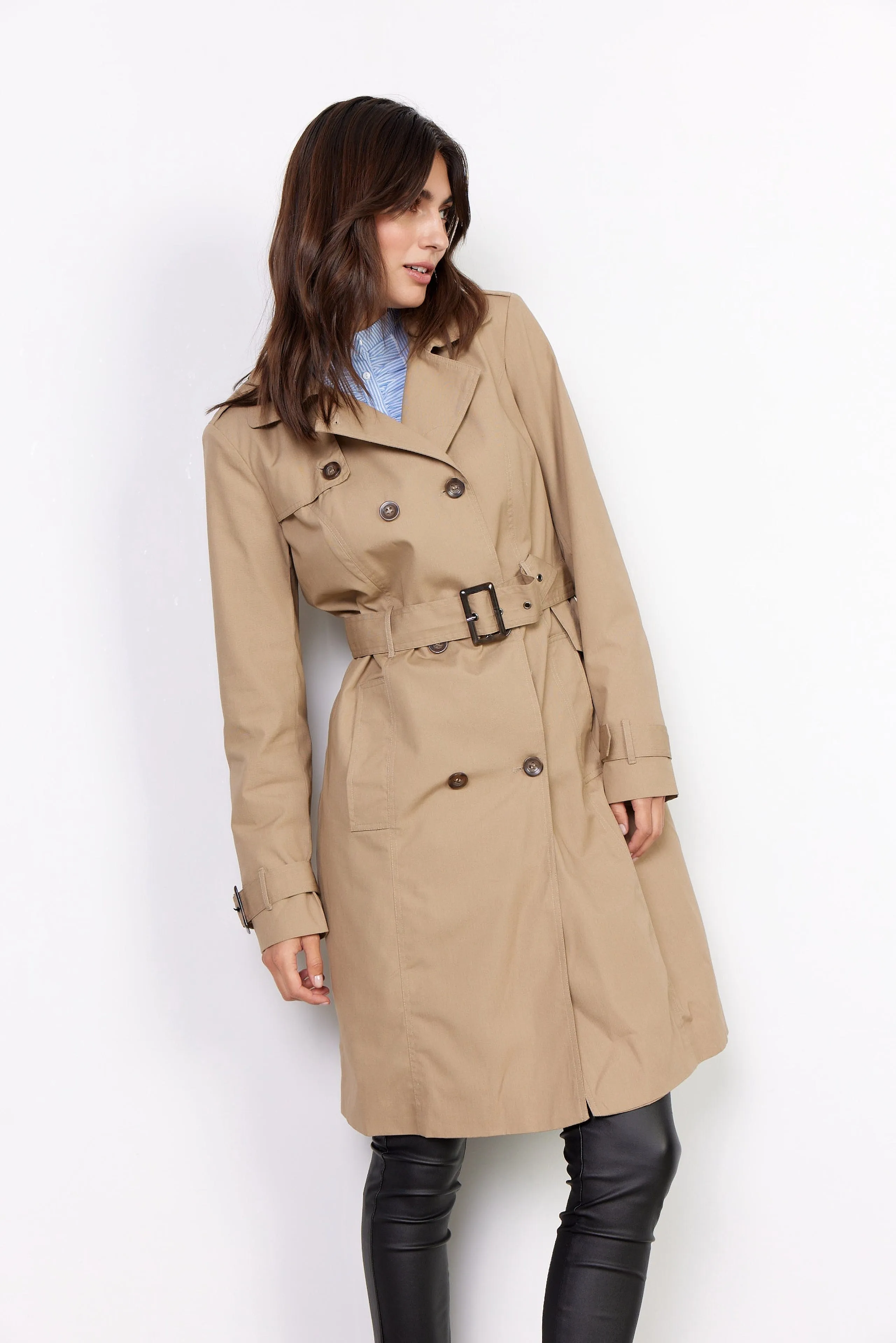 Soya Concept Beige Cotton Trench Coat