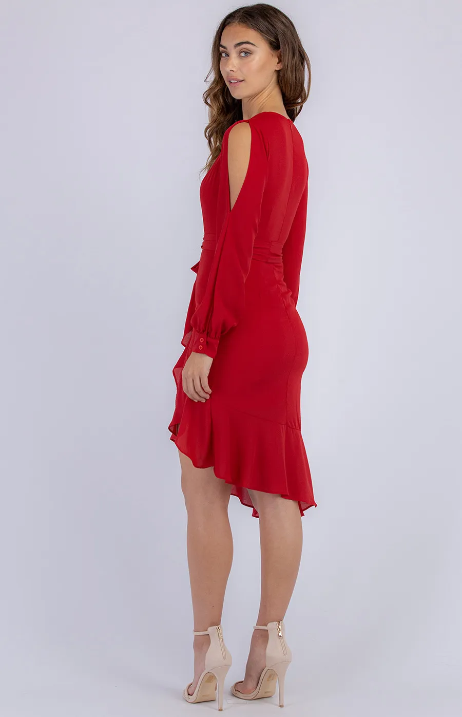 Split Sleeve Dress with Asymmetric Hemline