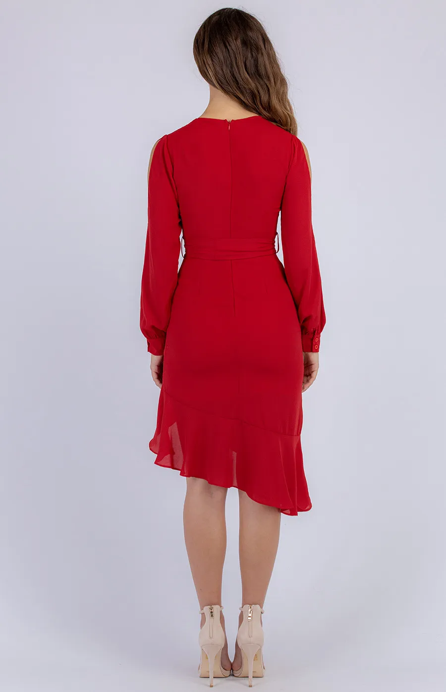 Split Sleeve Dress with Asymmetric Hemline