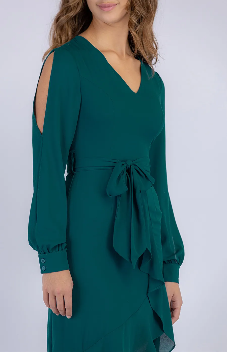 Split Sleeve Dress with Asymmetric Hemline