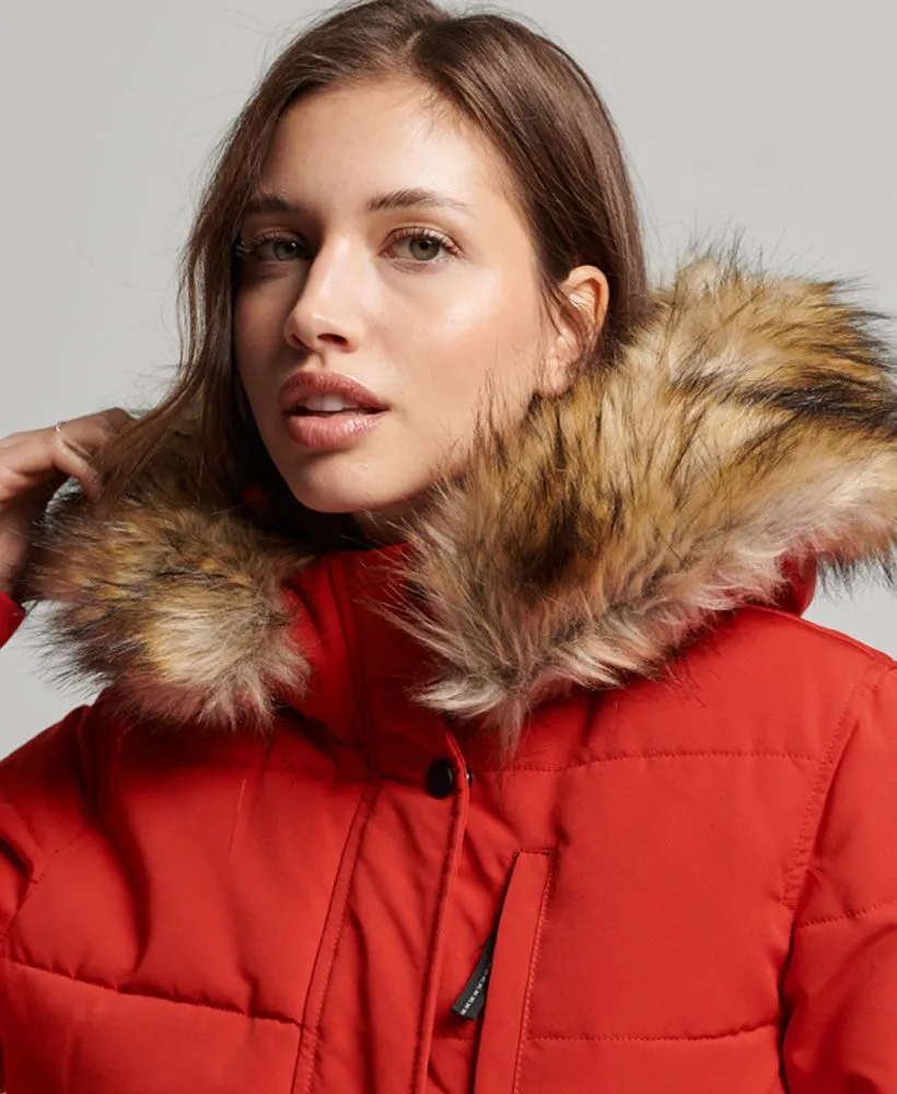 Superdry Women's Everest Faux Fur Bomber Jacket in High Risk Red