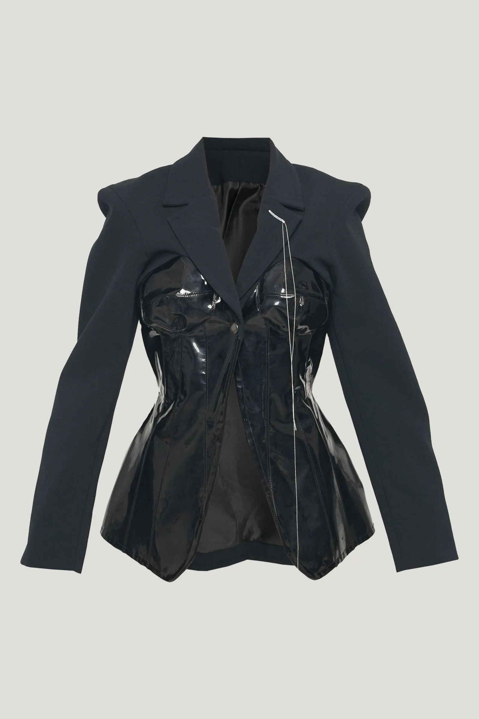 Tailored Jacket with Corset Panels - Black