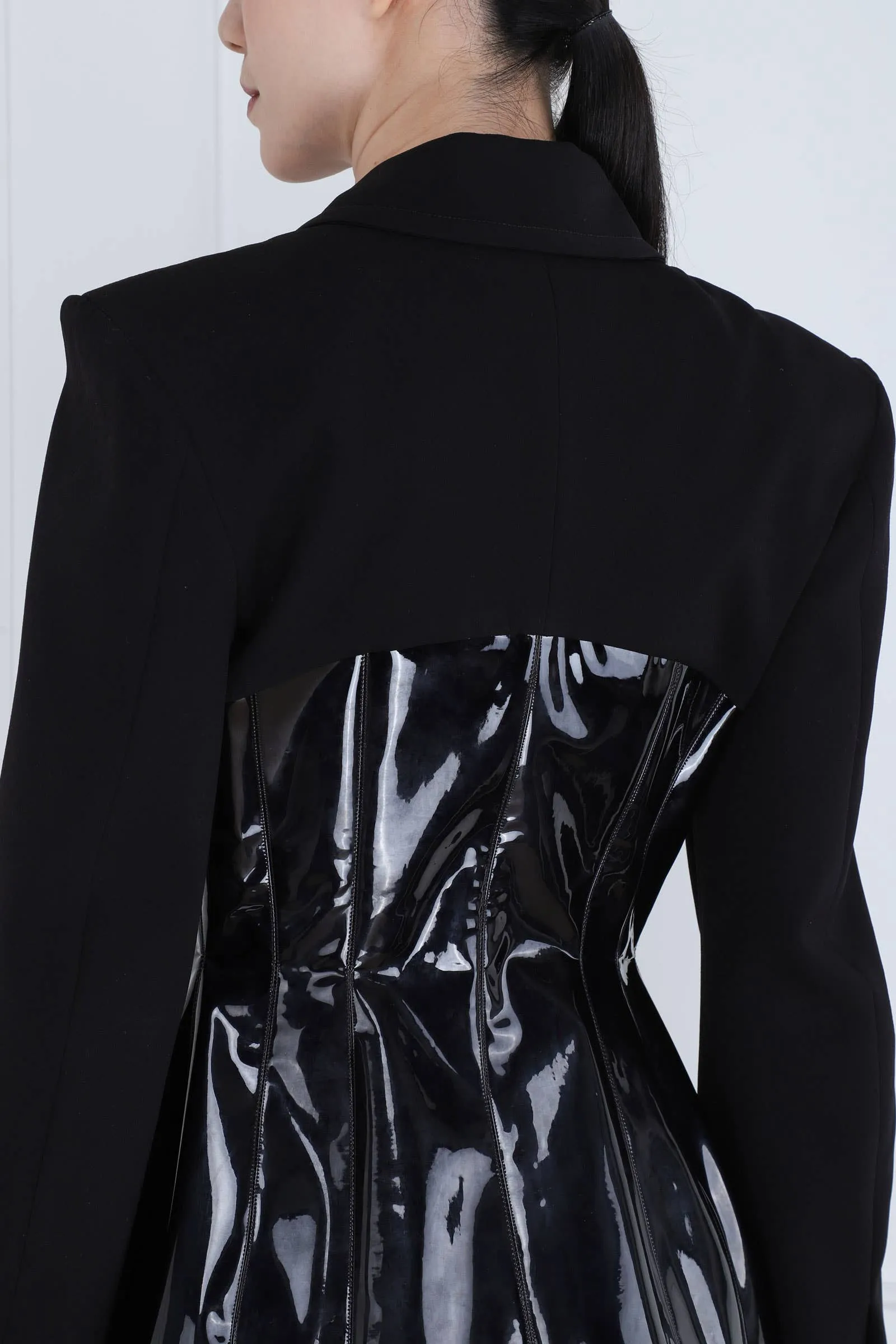 Tailored Jacket with Corset Panels - Black