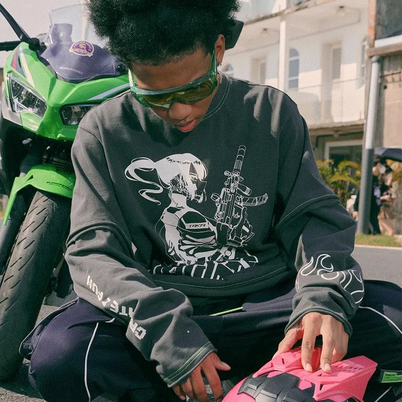 TAKA Original [ Eternet 001] anime girl distressed  longsleeves sweatshirt