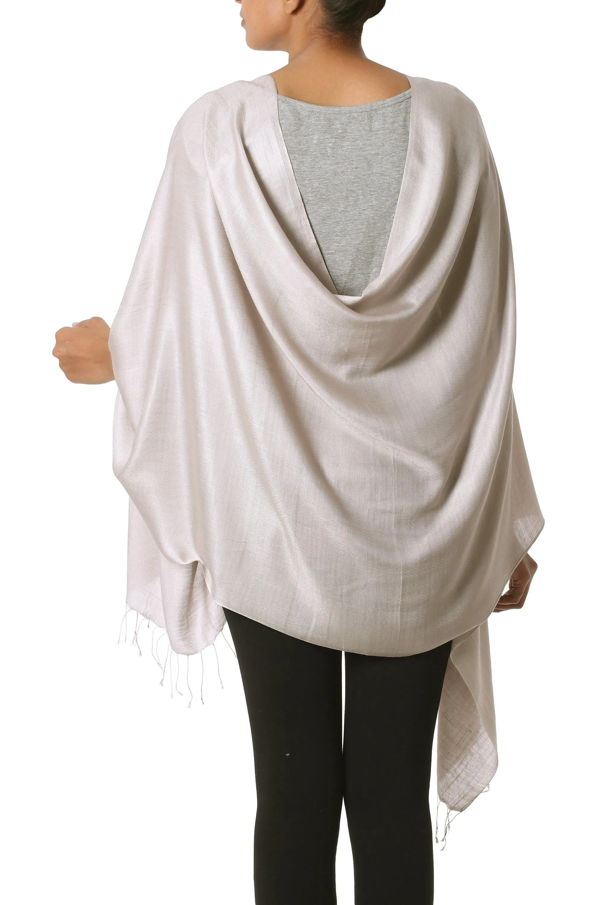 Taupe Silk Shawl - Elegant and Stylish