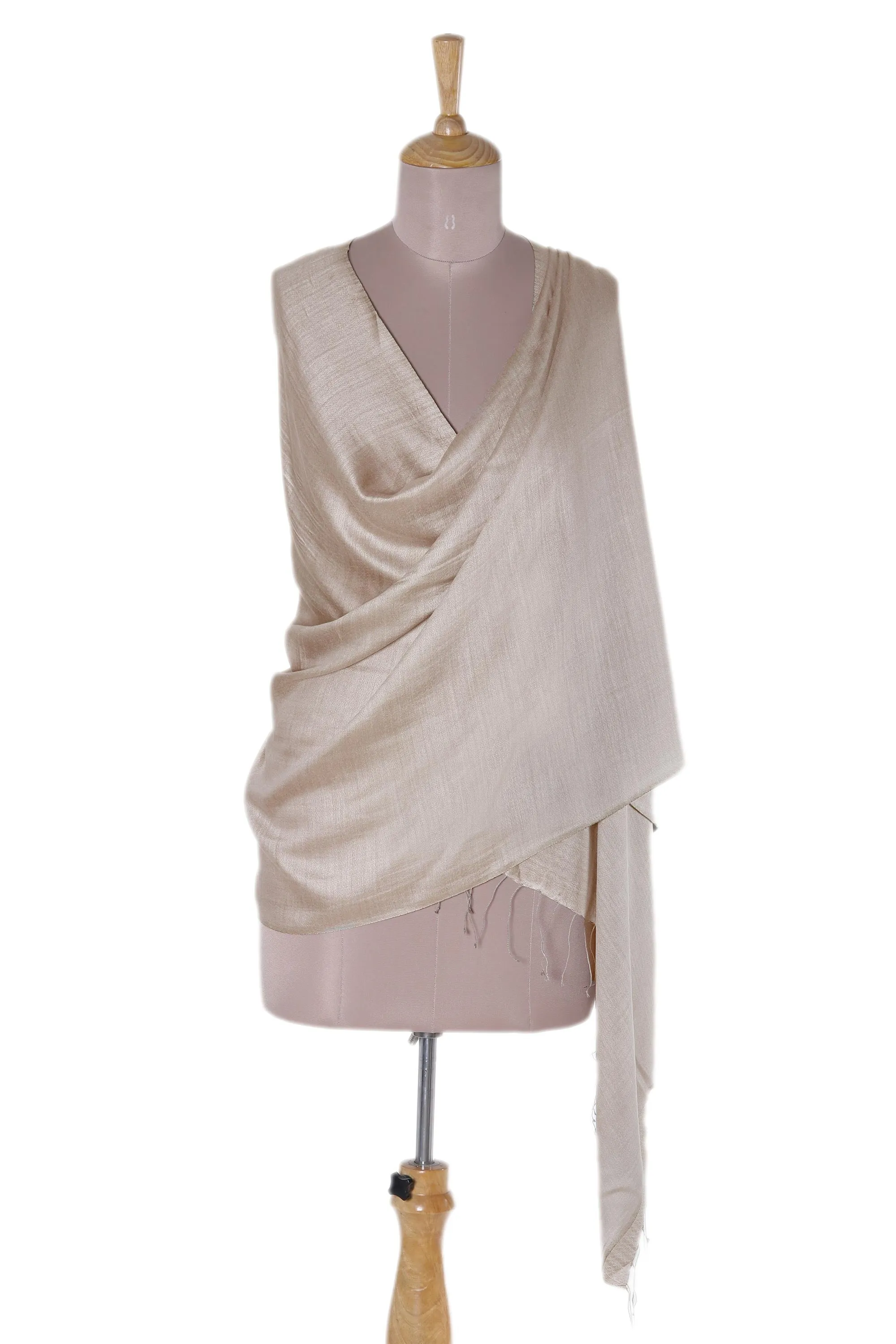 Taupe Silk Shawl - Elegant and Stylish