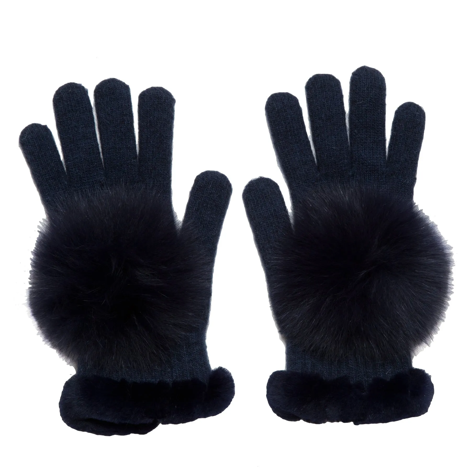 Hilary Whipstitch Faux Fur Knit Gloves