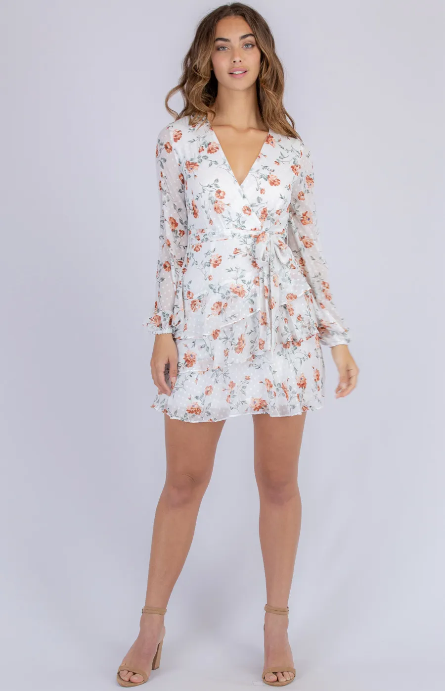 Tiered Hem Textured Print Dress (SDR825A) - Women's Fashion