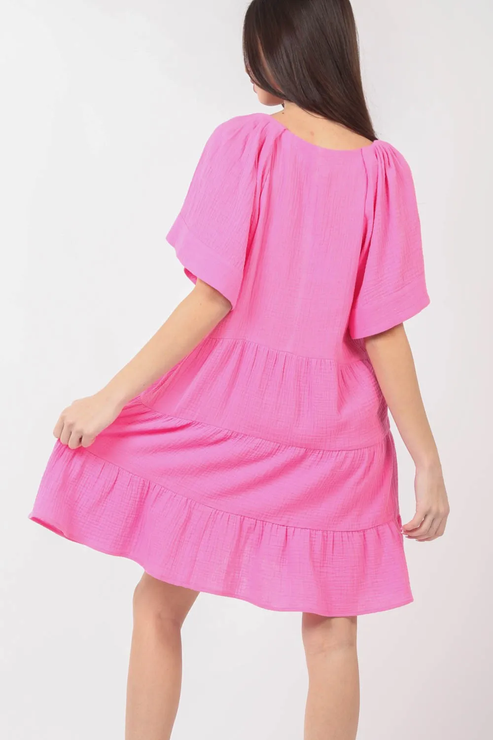 Tiered Ruffled V-Neck Dress - Shop Texture Styles