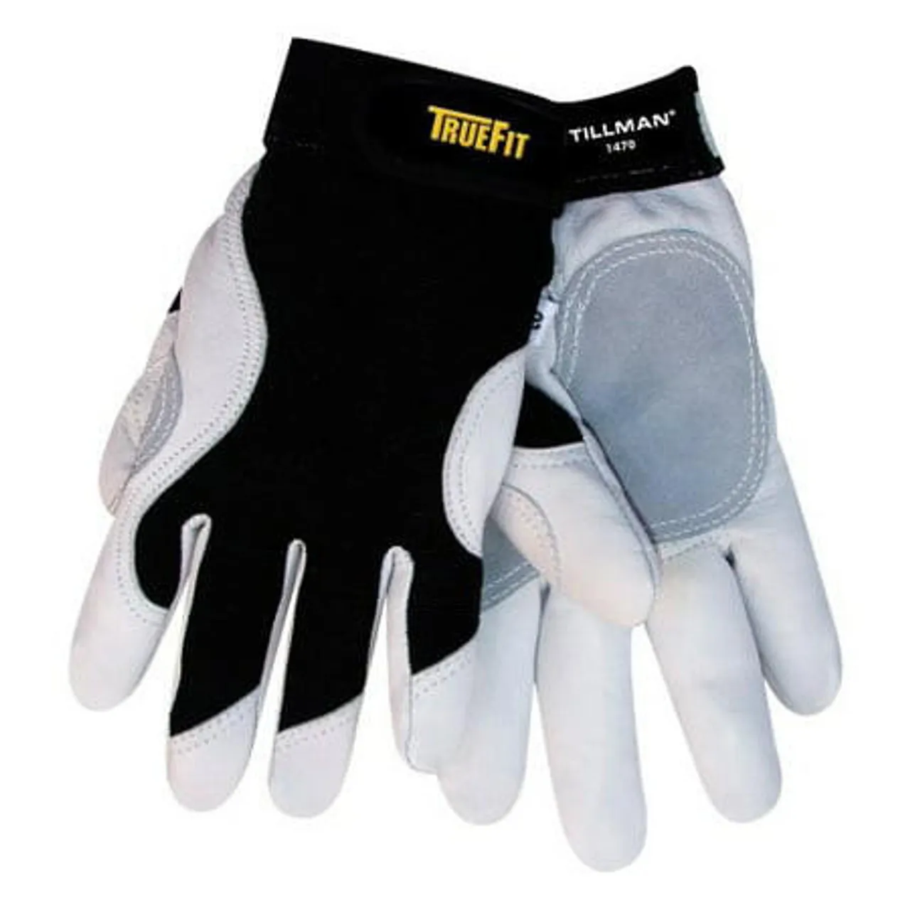 Tillman - Mechanics Glove - 1470 - Truefit - White Goatskin Palm - Black Spandex back