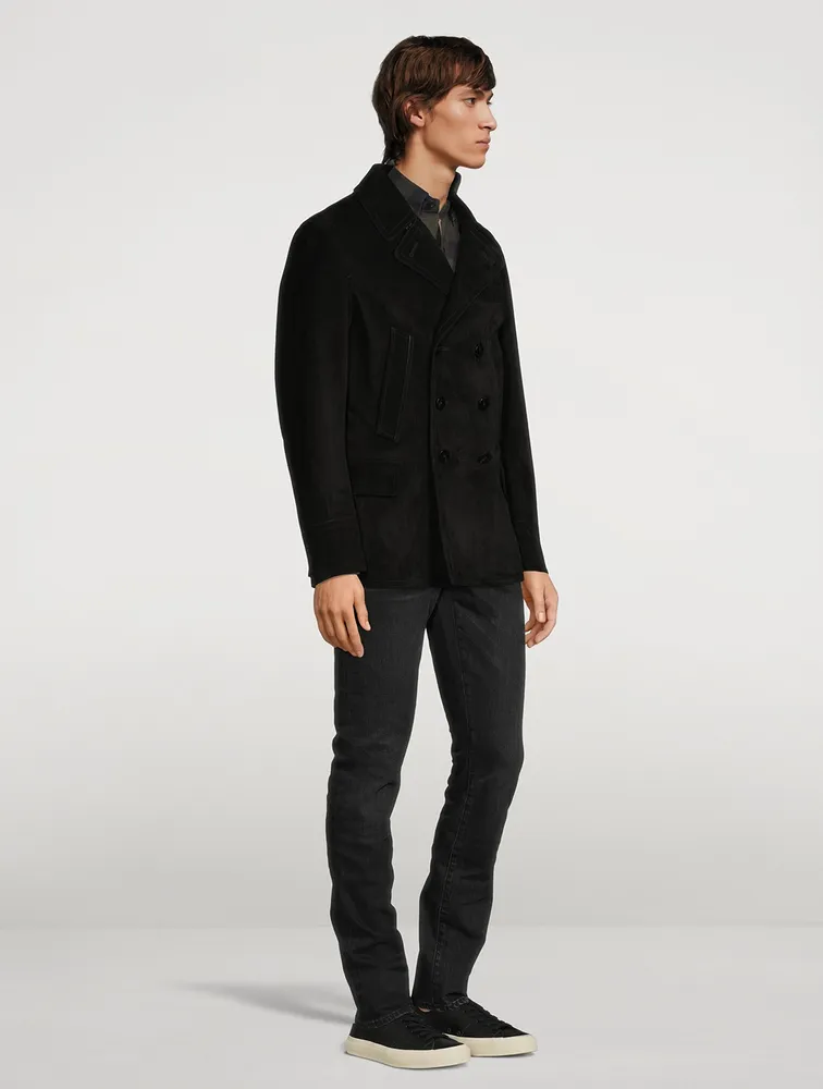 TOM FORD Double-Breasted Suede Coat