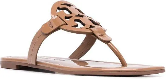 Tory Burch Miller Laser Cut Logo Sandals Brown