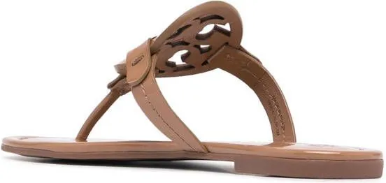 Tory Burch Miller Laser Cut Logo Sandals Brown