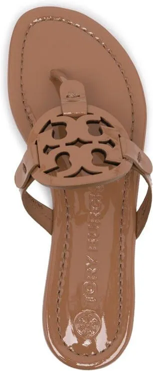 Tory Burch Miller Laser Cut Logo Sandals Brown