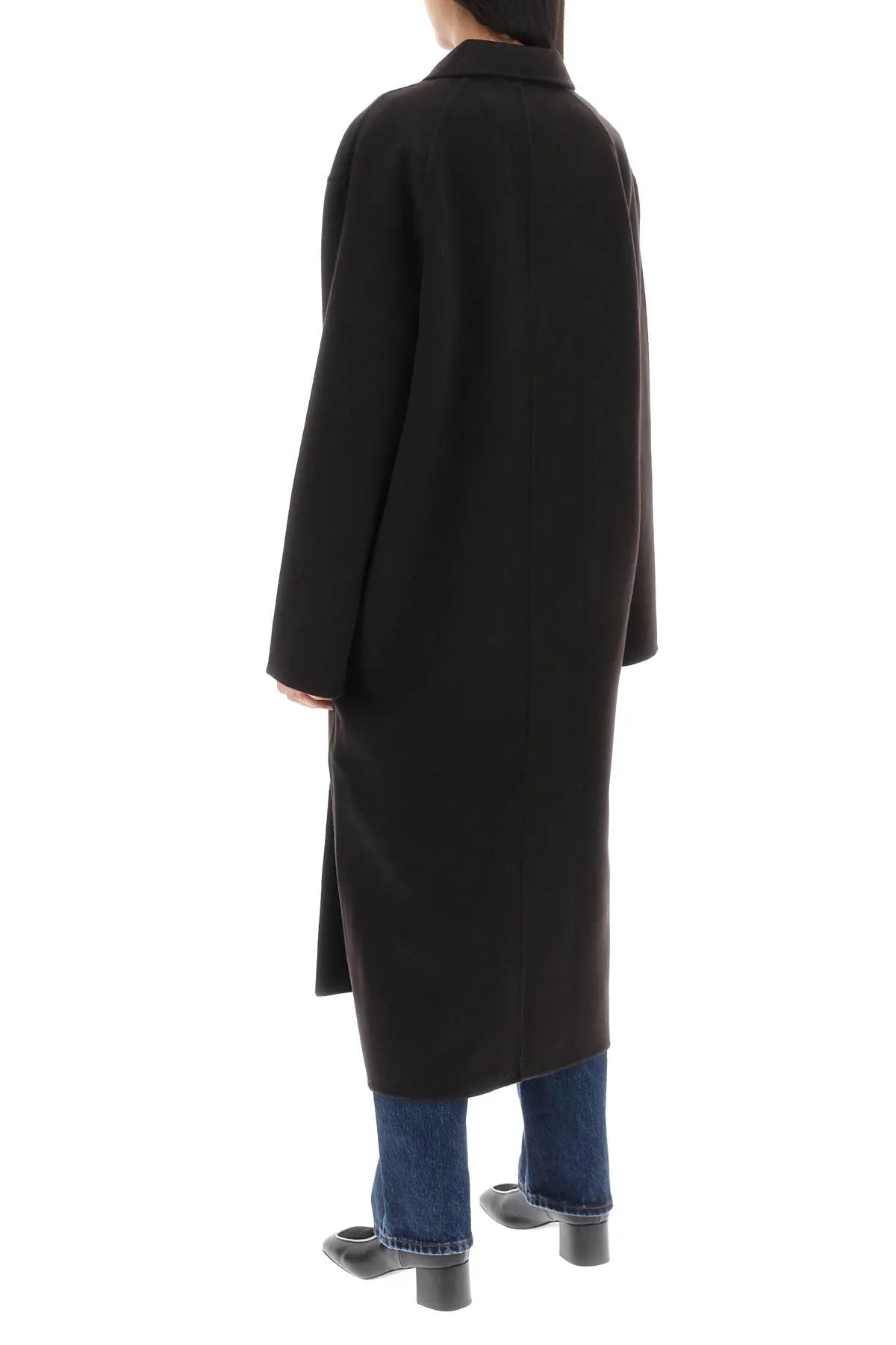 Totême wool coat double-breasted oversized in espresso - 241 WRO1011 FB0006