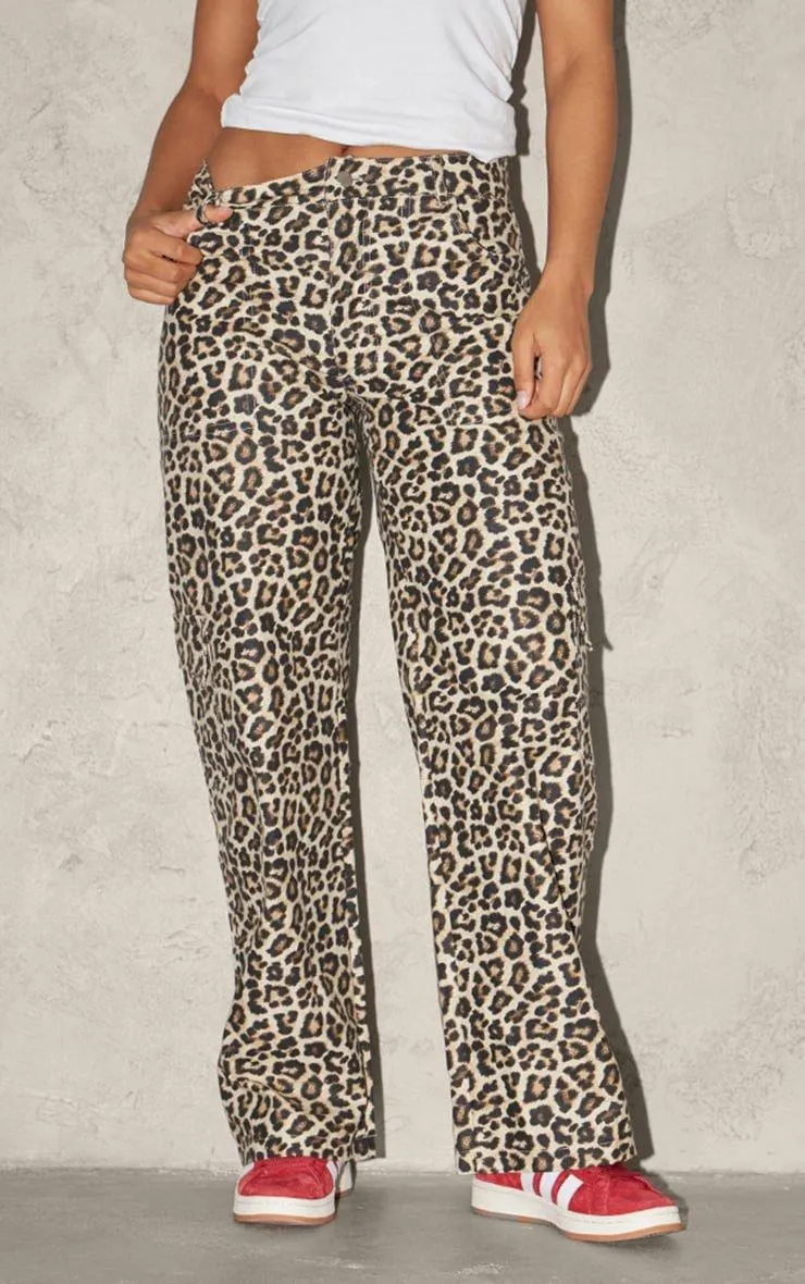 Leopard Printed Cargo Pants