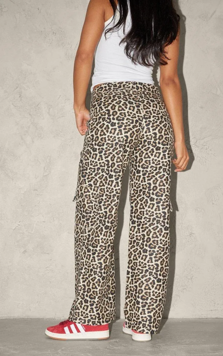 Leopard Printed Cargo Pants