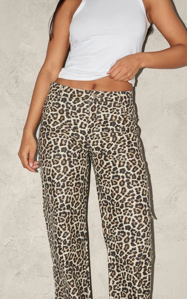 Leopard Printed Cargo Pants