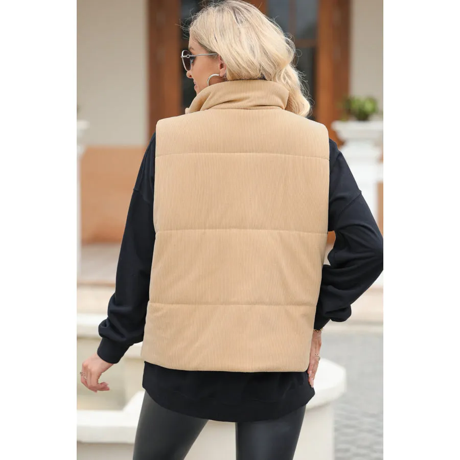 Vest Coat with Zip-Up Turtleneck and Pockets