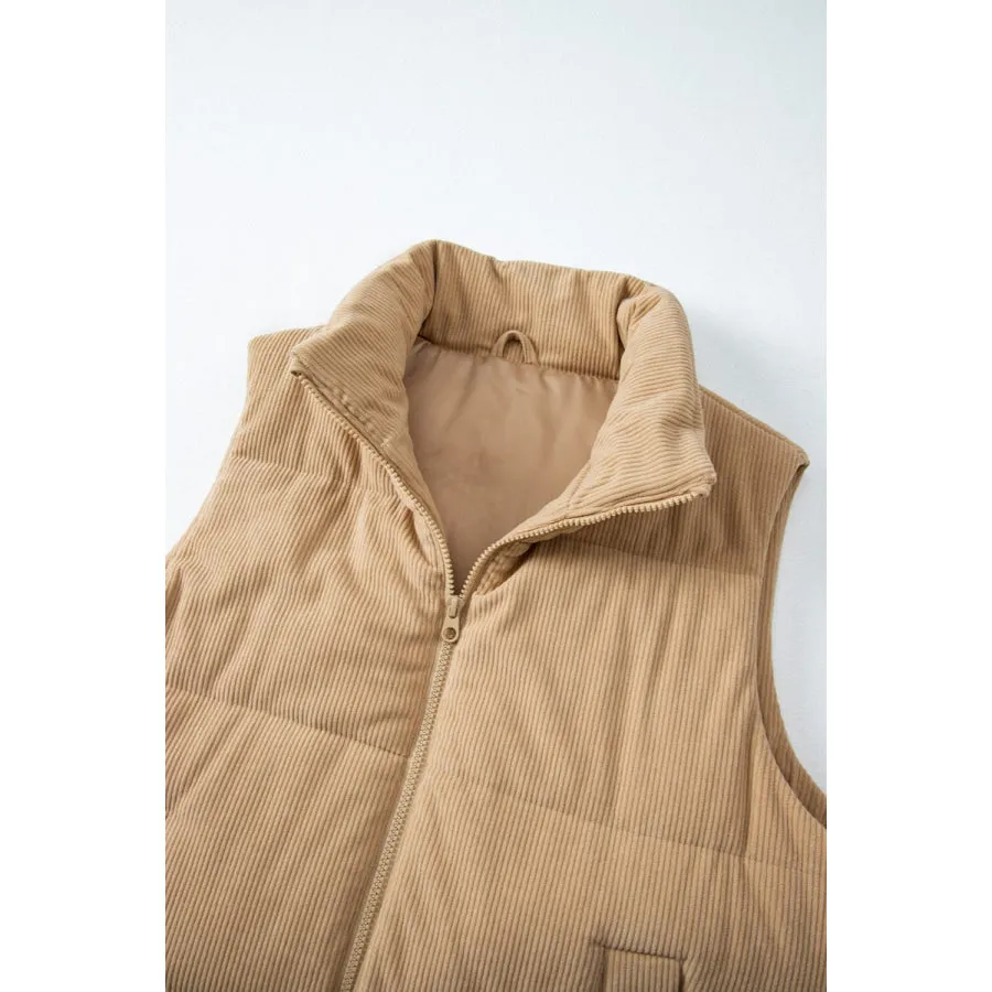 Vest Coat with Zip-Up Turtleneck and Pockets