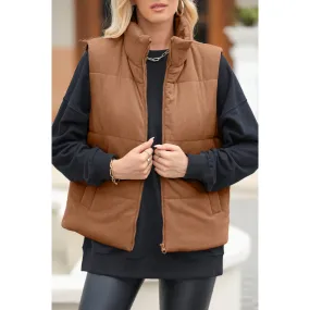 Vest Coat with Zip-Up Turtleneck and Pockets