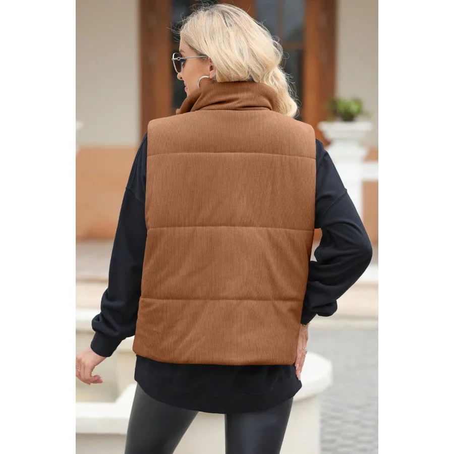 Vest Coat with Zip-Up Turtleneck and Pockets