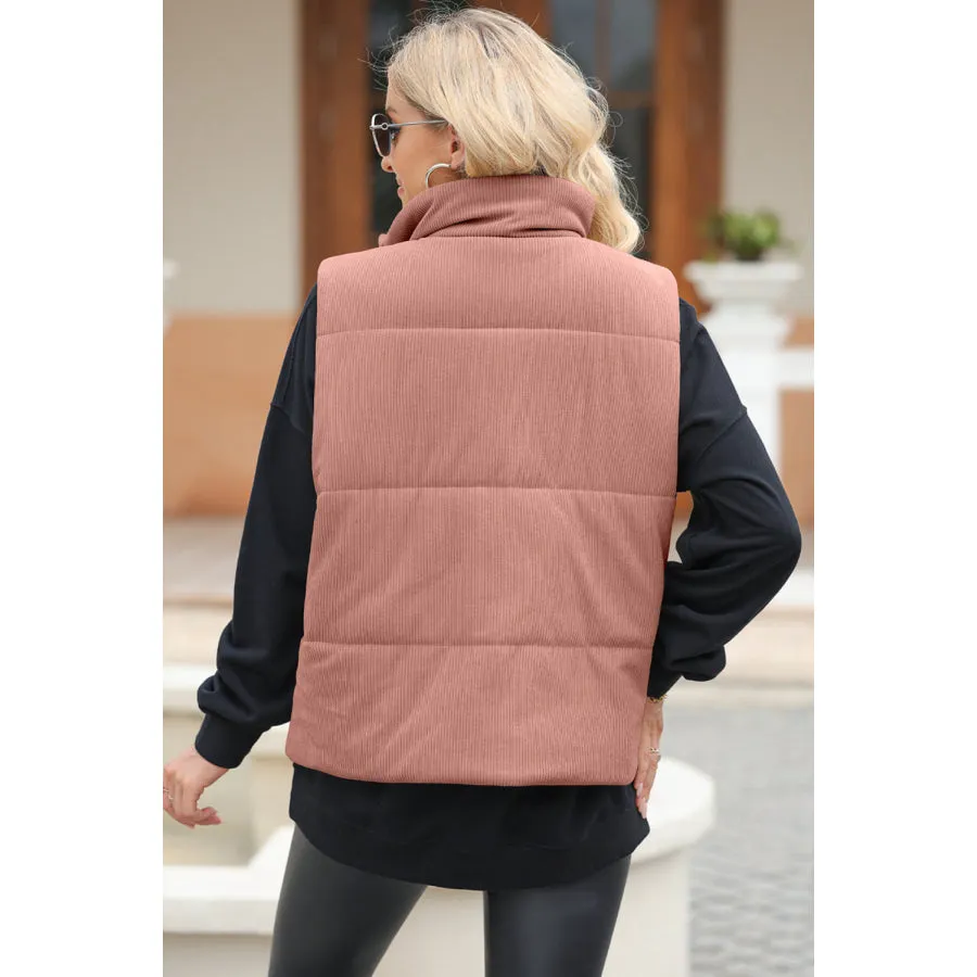 Vest Coat with Zip-Up Turtleneck and Pockets