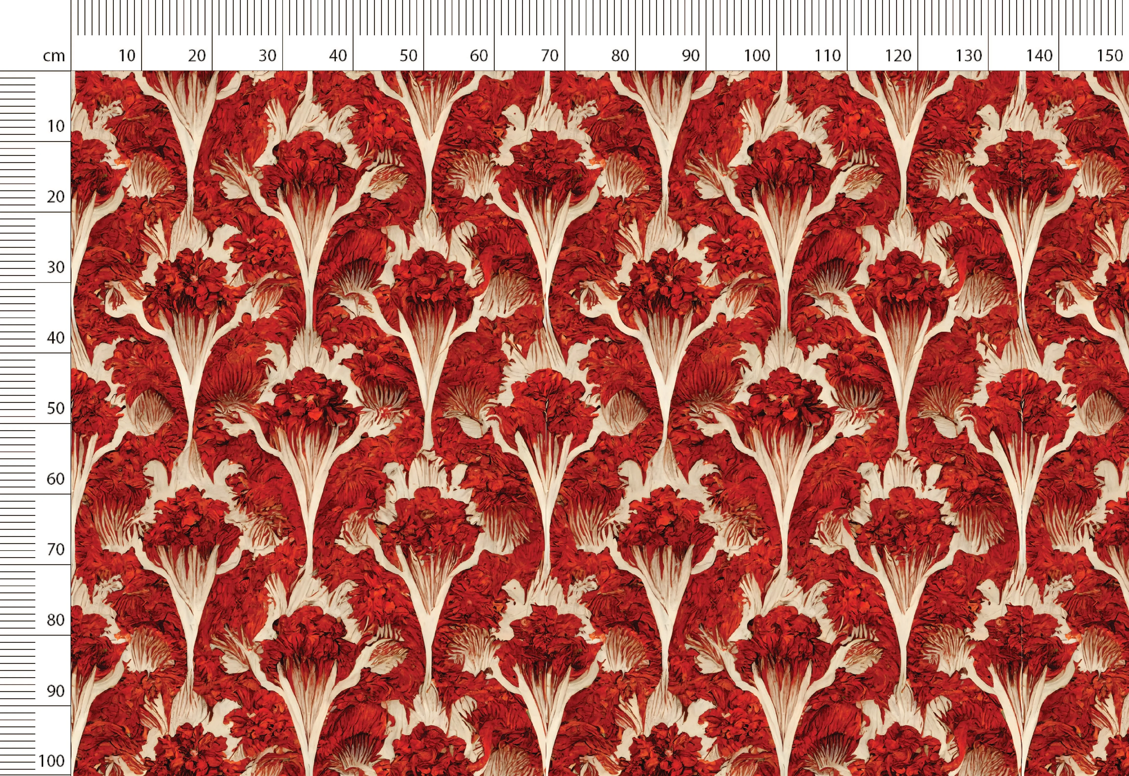 Vintage Red Botanical Garden Print Linen Fabric for Bedding, Curtains, Clothing - Christmas Linen by Yard/Meter