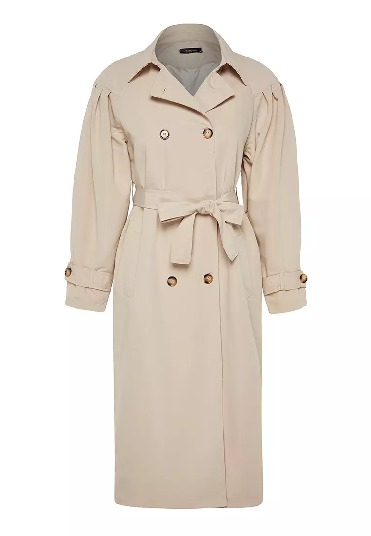 Water Repellent Long Trench Coat on Trendyol