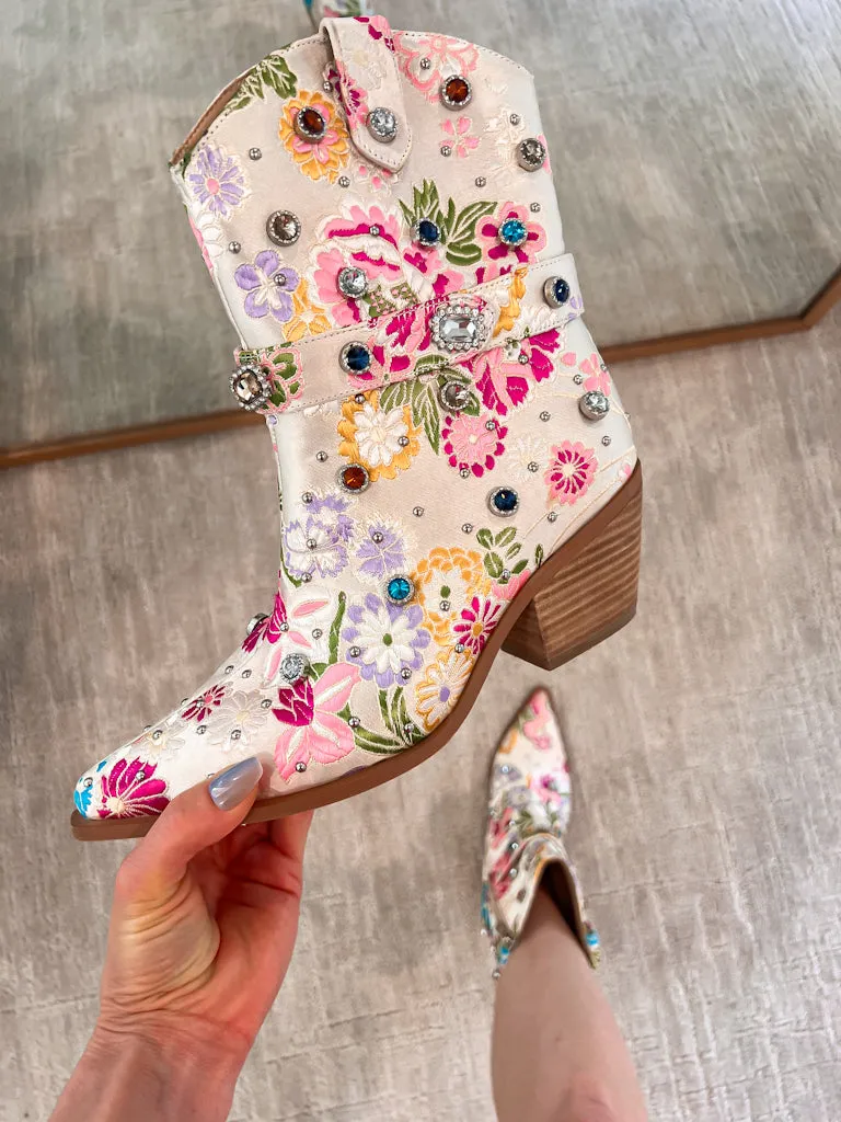 Western Cowboy Boot with Embroidered Gems